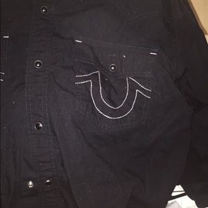 True religion button up and t shirts